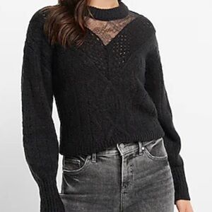 Express Black Sweater with Sheer Detail